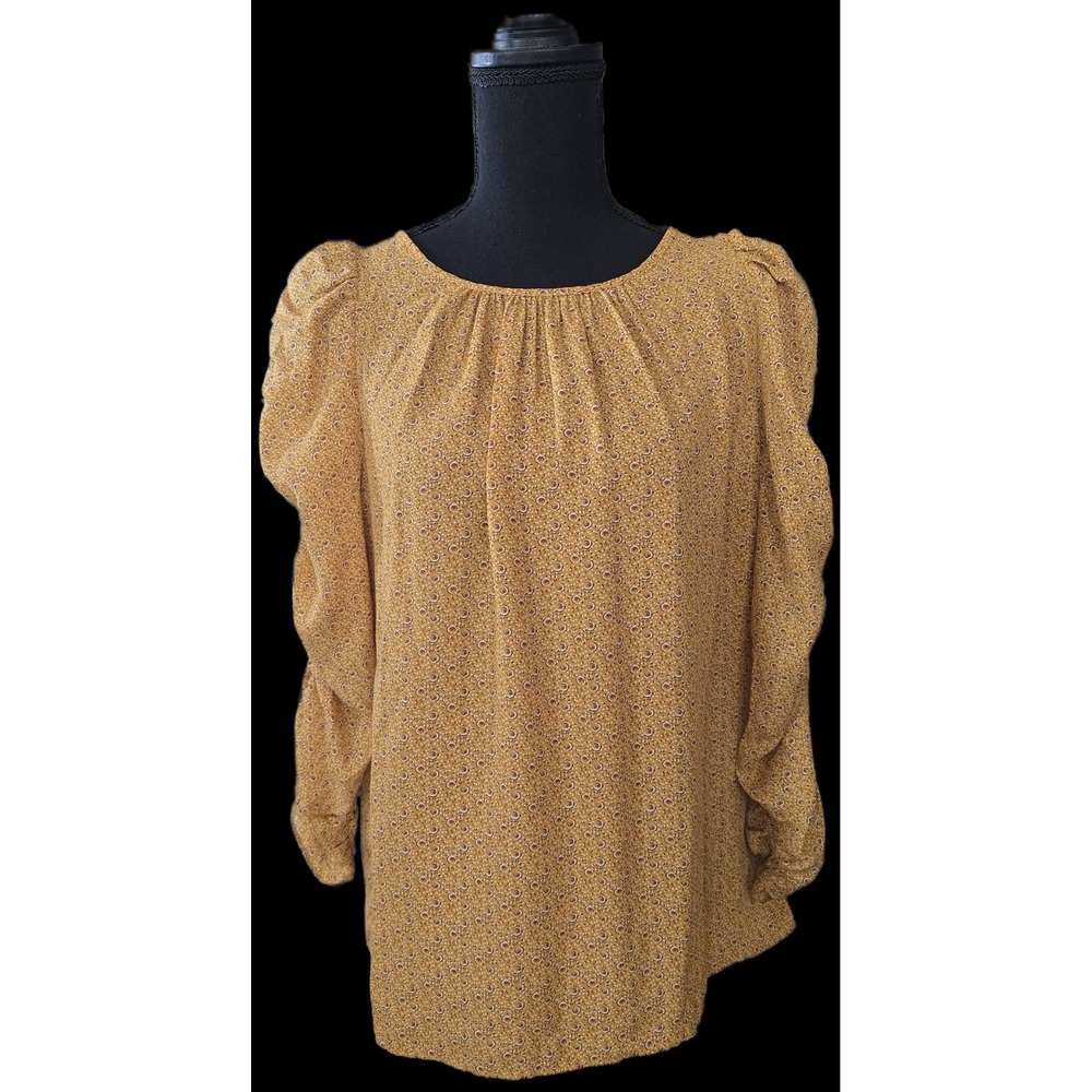 Vintage Max Studio Womens Medium Yellow Boho coquette dainty Top Shirt